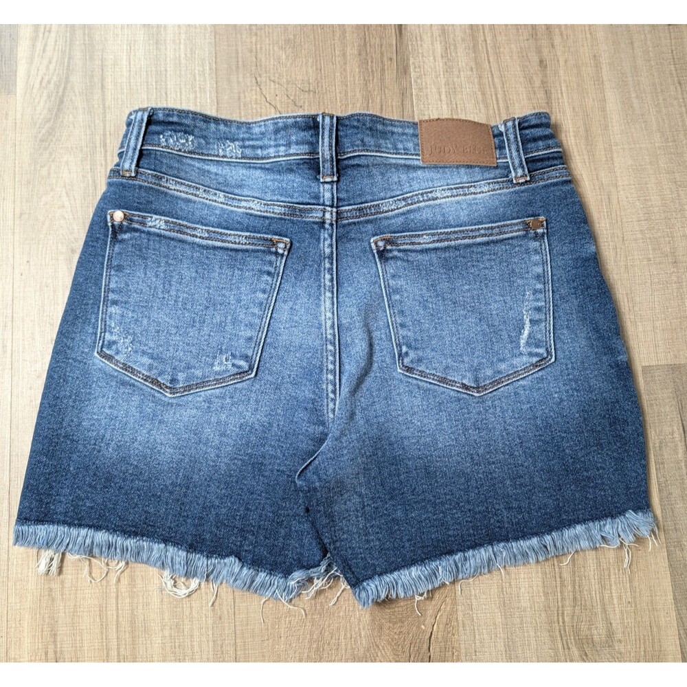 Judy Blue Size L Shorts Distressed Frayed Hem Double Button Stretch JB152103MD - Picture 5 of 11